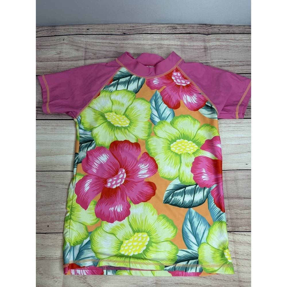 Girls Floral Short Sleeve Rashguard Size 14